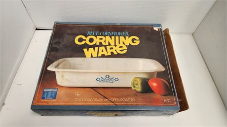 Corning Warw Blue Cornflower Open Roasting Dish
