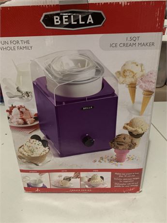 Bella 1.5 Quart Ice Cream Maker Machine In Original Box With Instructions
