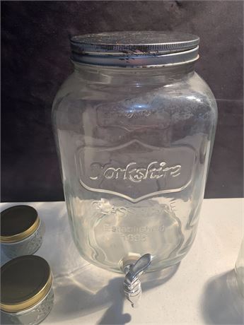Glass Jar Lot Large Lemonade Jar With Dispenser 1 Mason Jar 2 Small Jars Lids