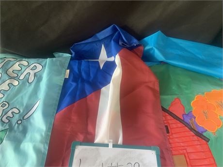 Seasonal House Or Deck Flags Fall US Flag Easter Themes Lot Of 3