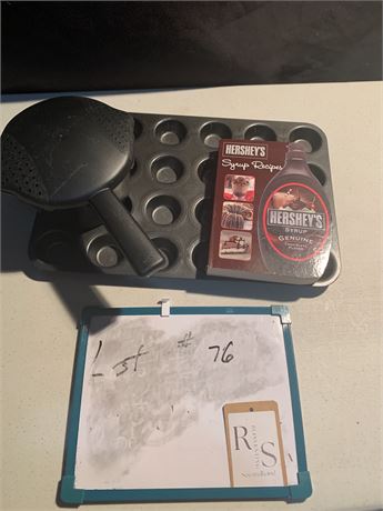 Hershey's Syrup Recipe Book Pampered Chef Muffin Tin Small Black Steamer Pot