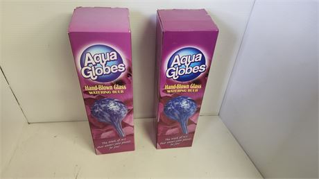 Set Of 2 Aqua Globes New In Box