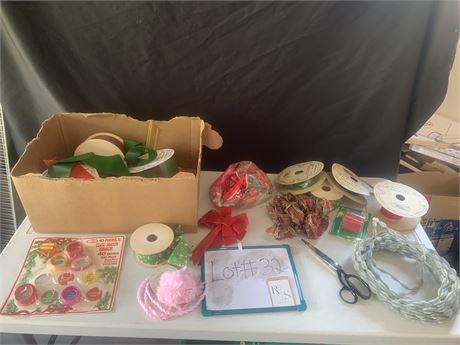 Christmas Crafting Lot Of Ribbon Rolls And Bows