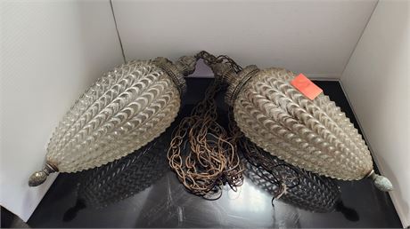 Vintage Large Hanging Heavy Glass Pine Cone Shaped Lights. Very Unique