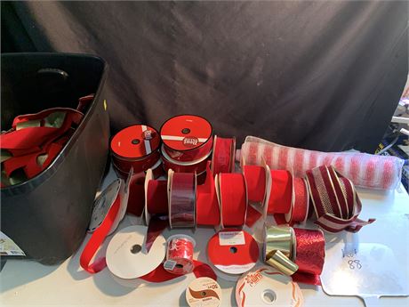 Christmas Ribbon Crafting Lot Various Sizes And Colors