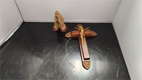 Wooden Wall Hanging Cross With Hidden Crucifix Last Rites & Religious Items