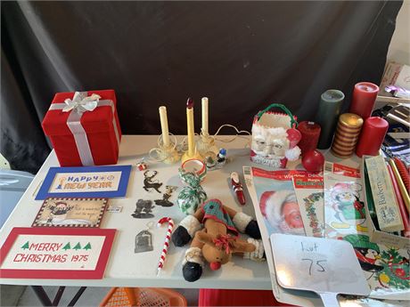 Christmas Lot Candles Signs Window Clings Git Box Ceramic Gift Bag Ornaments