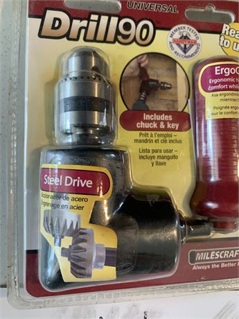 Universal Drill 90 By Milescraft Drill Attachment Includes Chuck & Key Orig Box