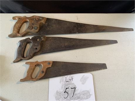 Vintage Metal Hand Saws With Wood Handles Set Of 3