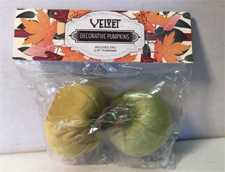 2 Velvet Decorative Pumpkins