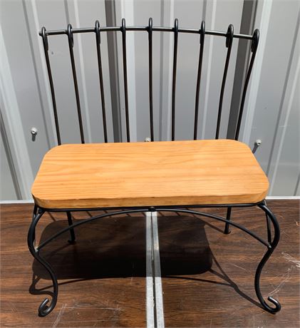 Small Metal And Wood Doll Or Bear Display Bench