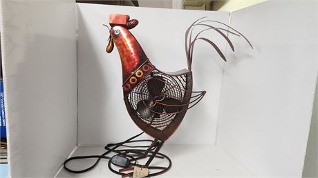 Large Metal Rooster Fan. TESTED AND DOES NOT WORK