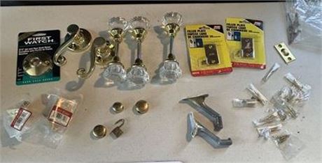 Glass Doorhandles Misc Hardware Lot Gold Metal Door Handles Filler Plate Knobs