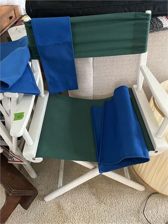 Wood and Canvas Director's Chair (Blue and Green)