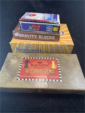 Vintage Board Games Newlywed Game Gravity Blocks Word Nerd Magnetic Chess Set