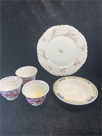 Vintage Haviland Schleiger Plate John Maddock & Sons Royal Vitreous Bowl Cups