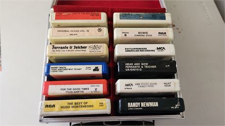 Lot Of Various 8 Track Tapes & Carry Case