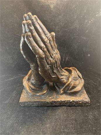 Vintage Marwal Inc Bronze Colored Praying Hands Religious Art Sculpture