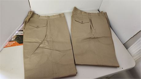 2 pair Of Khaki Military Pants. Size 30x31
