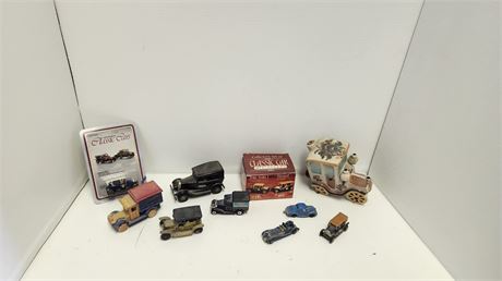 Lot Of Collectable Various Cars. Car Statue Has Broken Wheel