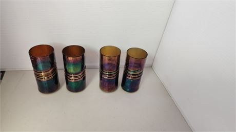 4 Carnival Style Decorative Drinking Glasses.