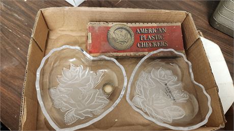 Alabaster Doves & Vintage Checkers & Miscellaneous Collectables