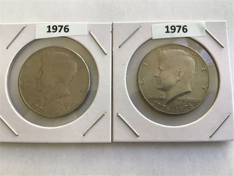 2- 1976 Bicentennial 1/2 Dollar Coins