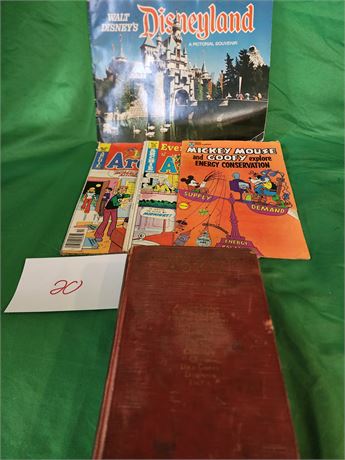 Misc comics, Disneyland guide, and 1922 Hoyle book (rough)