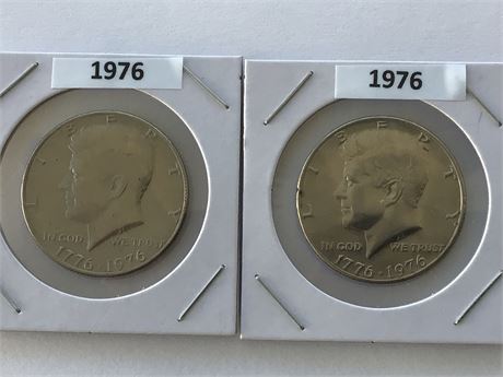 2- 1976 Bicentennial 1/2 Dollar Coins