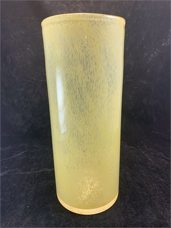 Tall Orange-Yellow Colored Glass Cylinder Vase By Threshold