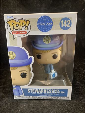 Funko Pop 142 Pan Am Stewardess Flight Attendant With White Bag Figure NEW