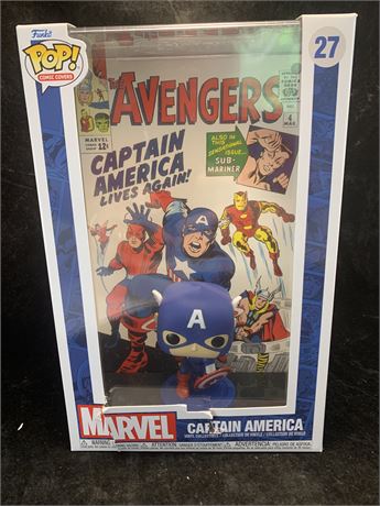 Funko Pop 27 Marvel Comics Captain America Figure Collectible Wth Comic Book NEW