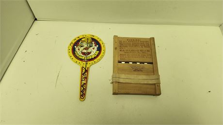Small Vintage Wash Board & Metal Toy