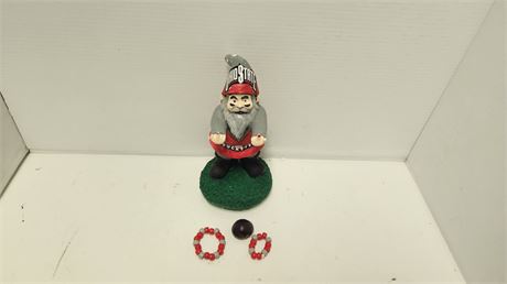 Garden Gnome Hand Painted OSU. Needs Repaired. Double Middle Finger