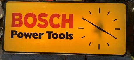 Vintage Kolux Brand Bosch Power Tools Illuminated Sign Clock Tested Works Rare
