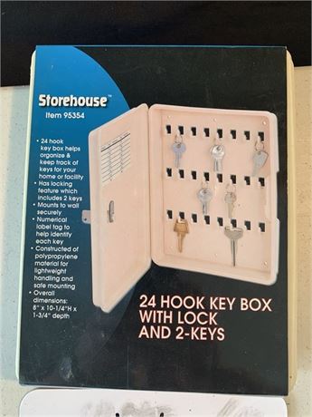 Storehouse Mountable 24 Hook Key Box Lock And 2 Keys Locking Feature