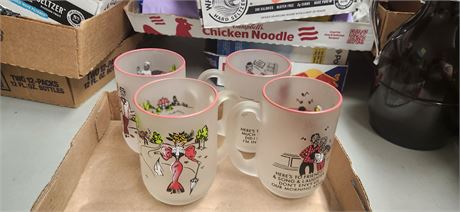 4 Vintage Beer Glasses