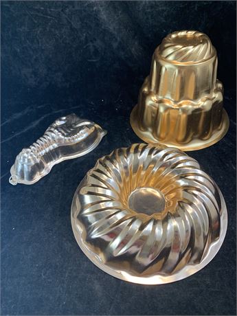 Vintage Metal Cooking Jello Cake Mold Lobster Round Cake