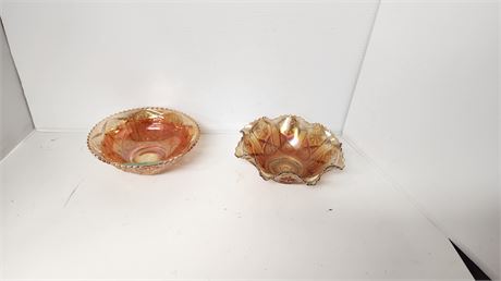 2 Pieces Of Unmarked Glass Bowls.