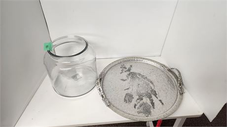 Glass Container & Serving Tray