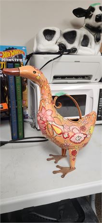 Unique Painted Goose Metal Watering Can