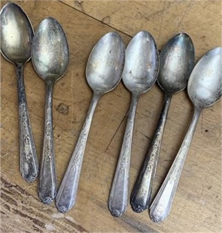Vintage Silver Colored Spoon Lot Plymouth Teaspoons Serving Spoons Melon Baller