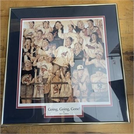 Cleveland Indians Going Going Gone Framed Photo By Bob Leathers Autographed