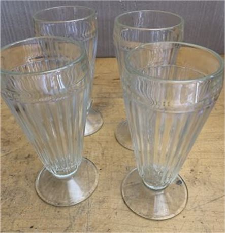 Vintage Glass Ice Cream Sundae Or Milkshake Glasses Set of 4