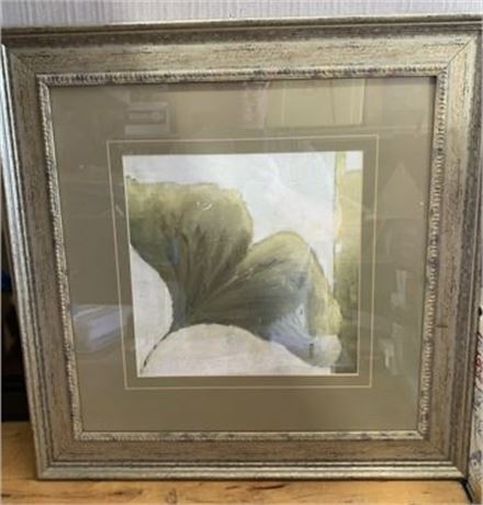 Green Ginkgo Leaf Neutral Colored Framed Wall Art Photo 25 inches x 25 inches