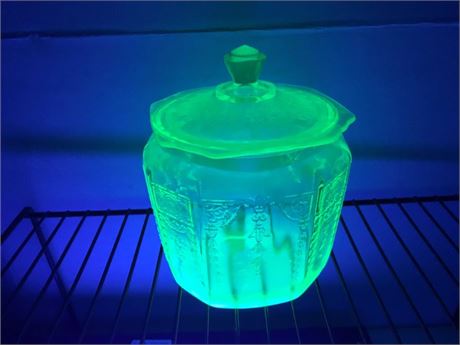 Uranium Glass Jar and Lid