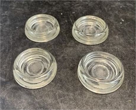 Vintage Clear Glass Floor Protectors Caster Cups Set of 4