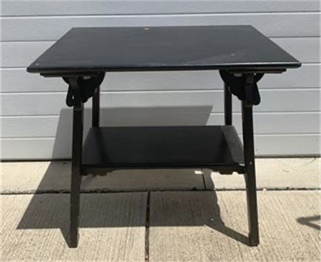 Vintage Black Wood Side Or End Table Multi-Purpose Furniture