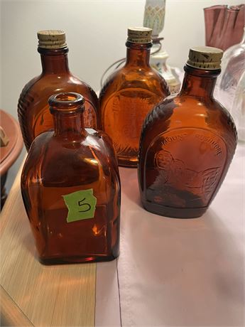 Collectible Brown Glass Syrup Bottles