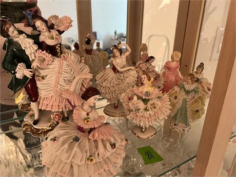 Vintage Dresden Lace Figures, Germany